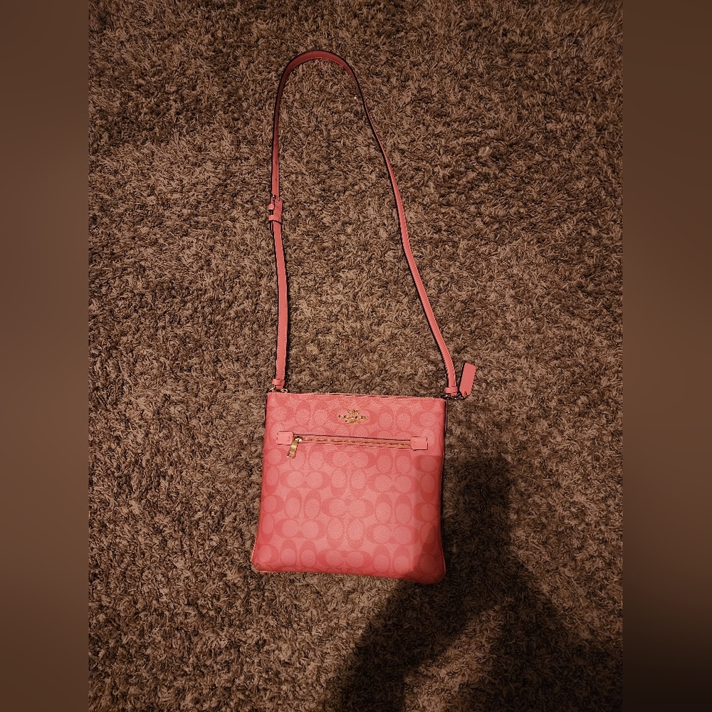 Gently Used Coach Rowan File Bag Pink Lemonade